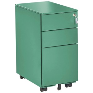 Beliani Armoire de bureau Bolsena avec roulettes verte 60 x 30 x 45 cm