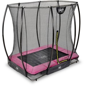 Trampolino rettangolare da incasso EXIT Silhouette 153x214cm rosa con rete di sicurezza.
