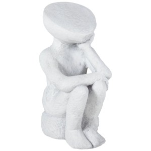 Graue Beliani Gartenfigur Fria, sitzend in kontemplativer Pose, aus Lehmfaser. Stilvolle Gartendekoration.