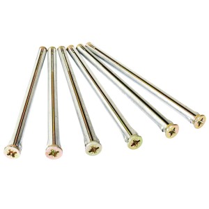 Six chevilles métalliques de 132 mm pour fixer les cadres de fenêtres dans la maçonnerie.