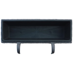 Jardinière en polyrotin anthracite et noir avec support, 22x28x60 cm.