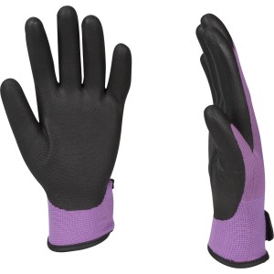 Guanto da giardino OX-ON Supreme 5600, viola-nero, taglia 7. Abbigliamento da giardino per comfort.