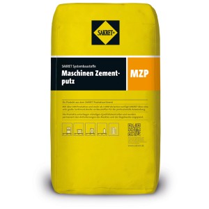 Sac d'enduit ciment machine Sakret MZP gris 30 kg, enduit ciment pour caves et murs extérieurs.