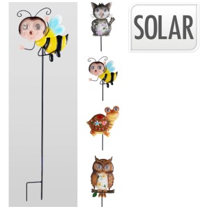 Mehrfarbige Solar Gartenstecker Tiere aus Metall, sortiert. Gartendeko für Aussen.