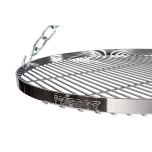 Grille suspendue Petromax pour trépied, grille en acier chromé avec suspension à chaîne pour grillades au feu de camp.