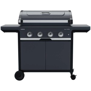 Campingaz Barbecue a gas Select 4 LX Plus con 4 bruciatori, termometro sul coperchio e armadietto.