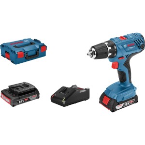Bosch Professional GSR 18 V-21 trapano avvitatore a batteria con batterie, caricabatterie e L-Boxx.