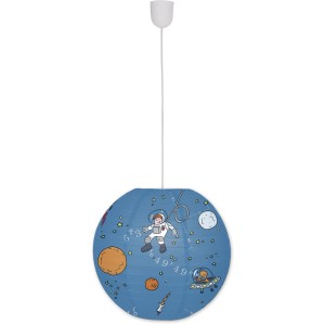Lampada a sospensione blu per bambini con motivi spaziali, Ø 40 cm.