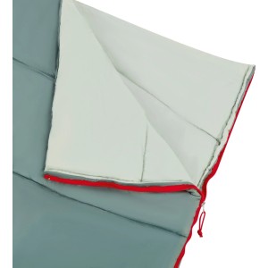 Sacco a pelo grigio aperto CAMPSITE (190x72cm) per 15-25°C con cerniera rossa. Campeggio e attrezzatura per esterni.