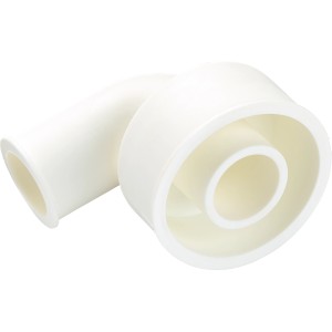 Manchon de raccordement LUX, Ø 28 mm, coudé, blanc, pour tuyau de chasse d'eau WC sur réservoir.