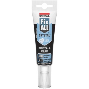 Tubo di adesivo Fix All Crystal, trasparente, per sigillature e incollaggi.