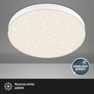 Plafonnier LED Briloner Flame Star, noir, Ø 38,7 cm avec effet ciel étoilé.