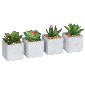 Mica Decorations piante grasse artificiali in vaso, set da 4, decorazioni verdi per interni.