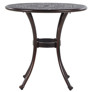 Tavolino da giardino Bovino Beliani marrone in alluminio, Ø 65 cm, con decorazioni.