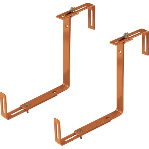 Lot de 2 supports pour jardinière balcon en métal couleur terre cuite, réglables.