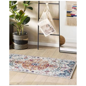 Tappeto passatoia multicolore Enayam con motivo orientale, 60x200 cm. Tappeto a pelo corto per spazi abitativi.