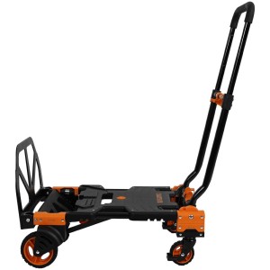 Diable/chariot de transport 2en1 Cartech en acier, capacité 135 kg, noir/orange.