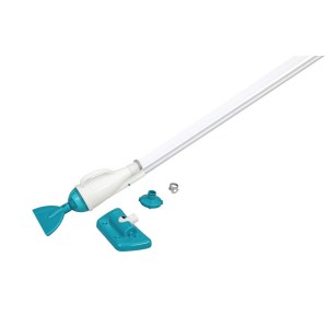 Pulitore per piscina Bestway AquaPristine con asta, testine di aspirazione e accessori per la pulizia della piscina.