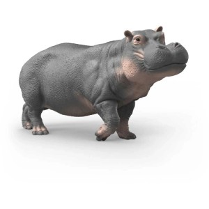 Figurine détaillée d'hippopotame Schleich Wild Life, grise. Idée cadeau pour enfants.
