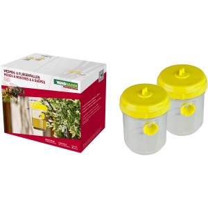 Trappola per vespe Windhager, set da 2, piccole trappole trasparenti con coperchio giallo per il controllo delle vespe.
