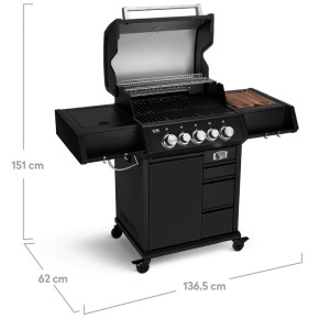 Burnhard Earl Premium Gasgrill Black Edition mit 3 Brennern, Gussrost und Zubehör.