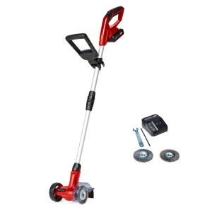 Einhell GC-CC 18 Li Kit pulitore per fughe a batteria con batteria, caricabatterie e spazzole. Utensile da giardino per la pulizia delle fughe.
