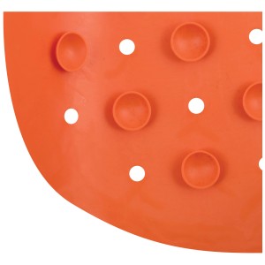 Orangefarbene MSV Duschmatte aus Kautschuk mit Saugnäpfen, 54x54 cm.