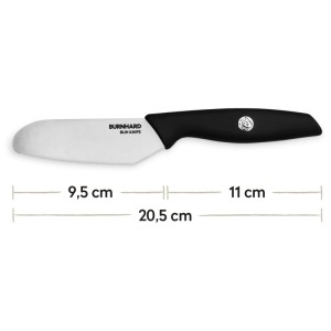 Coltello per panini Burnhard, acciaio inox, manico nero, lunghezza totale 20,5 cm.