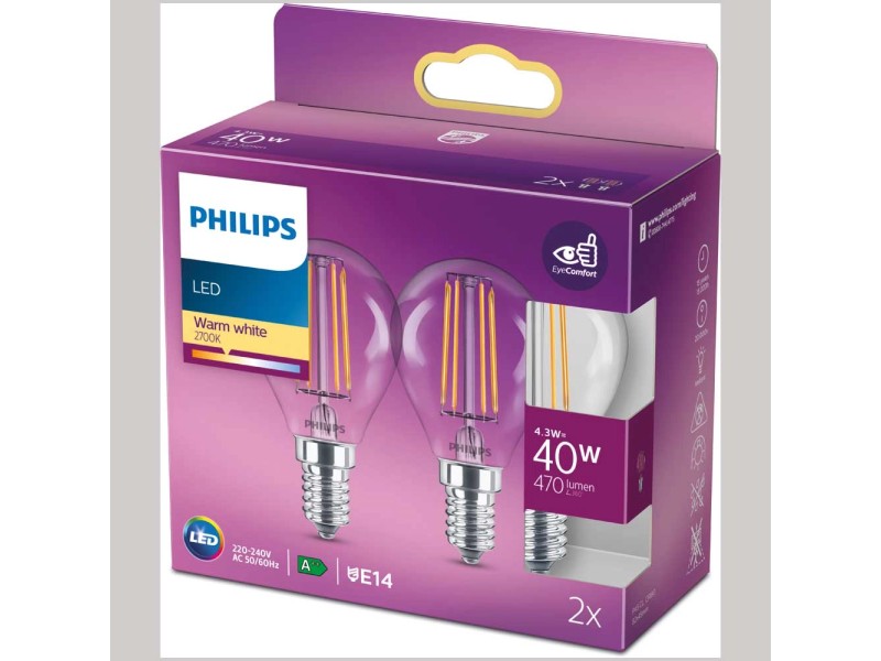 Philips Lampadina LED E14 a forma di candela opaca 25 W