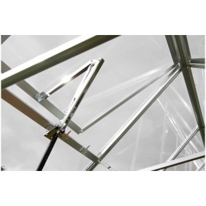 Ouvre-fenêtre automatique Vitavia Sesam Spiro dans une serre, ventilation automatique.