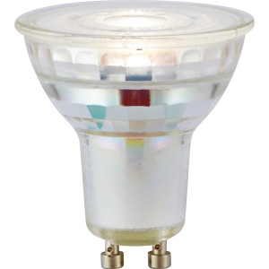 Lampadina LED GU10, 4W, luce bianca calda per ambienti domestici.