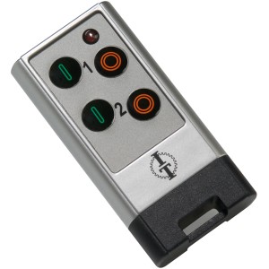 Intertechno Funk Minisender IP44 für Hausfunksteuerung, silberfarben mit 4 Tasten.