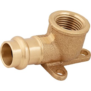 Raccordo a pressare a parete in bronzo rosso 15 mm x 18,6 mm (Rp 1/2) per installazioni di tubi in rame.