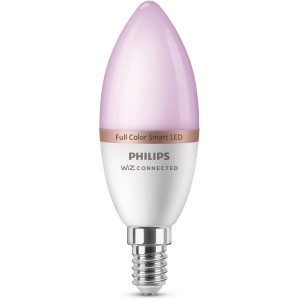 Lampadina LED Smart Philips E14 a candela, Tunable White & Color, per illuminazione smart.