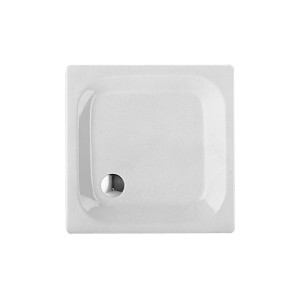 Piatto doccia quadrato in acciaio bianco extra piatto di Sanitop-Wingenroth.