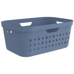 Cesto portabiancheria Rotho Jona, 39 l, in blu orizzonte con pratici manici e fori d'aria.