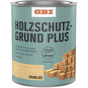 Dose OBI Holzschutzgrund Plus, farblos, für Nadelhölzer im Außenbereich.