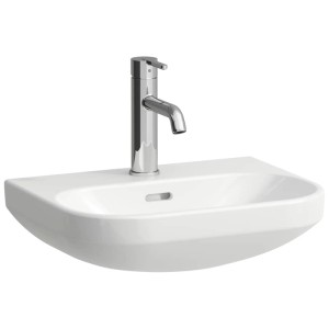 Laufen Lua lavabo, bianco, sospeso, in ceramica, forma ovale, con foro per rubinetto, per bagno ospiti.