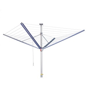 Stewi Stendibiancheria a ombrello Lady 50 m, blu, con alette di protezione in alluminio e corda di sollevamento.