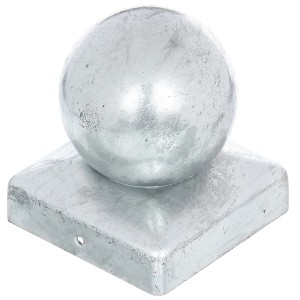 Capuchon de poteau carré galvanisé à chaud avec boule, 90x90 mm, pour poteaux en bois.