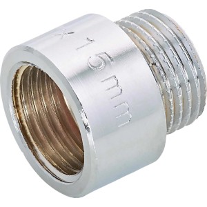 Prolunga rubinetto, 15 mm, ottone cromato, raccordo filettato per impianti idraulici e di riscaldamento.