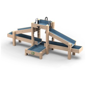 Exit Toys AquaFlow 400 pista d'acqua in legno di cipresso, con binari e vasche blu.