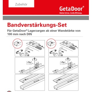 Set di rinforzo banda Getadoor per telai di porte, esempio di applicazione porte in vetro.
