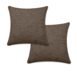Due cuscini Sehlbach in ciniglia marrone, 45x45 cm, effetto mélange.