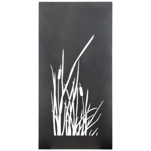 Paravent Nouvel Typha en métal anthracite avec motif de roseaux, idéal comme brise-vue.