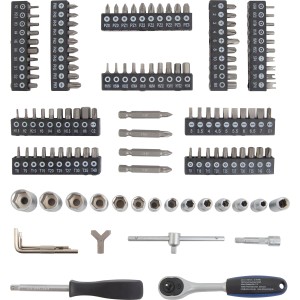 Jeu de clés à douille LUX, 130 pièces, avec cliquet, embouts, douilles et accessoires dans une mallette.