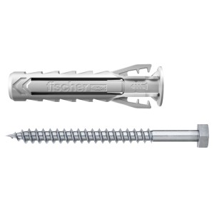 Fischer Cheville à expansion SX Plus 10x50 avec vis à six pans, lot de 5, pour fixations sûres.