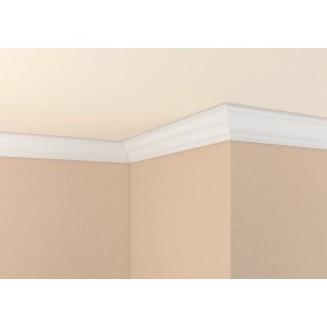 Profil décoratif Decosa XZL05, 2 m, moulure de plafond blanche.
