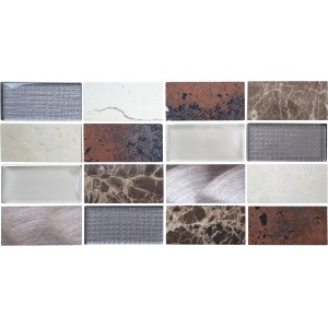 Mosaïque Vabene Pronto Uno Beige, 15x30 cm, mosaïque en verre pour intérieur.