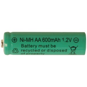 Pile AA verte rechargeable, 1.2V 600mAh Ni-MH, adaptée aux produits solaires.